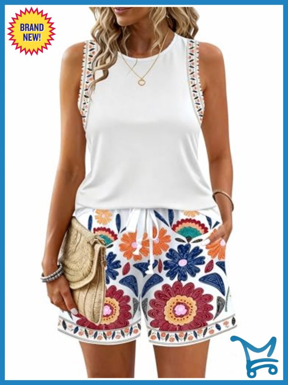 Women's 2-Piece Tank Top & Shorts Set Tropical Floral Vacation Outfit